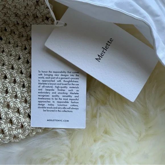 NWT Merlette Maris Crochet Macrame White Handle Mini Bag Purse - Picture 9 of 13